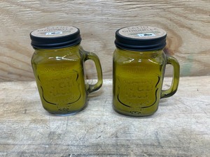 lot 129 image: PATIO ESSENTIALS Lot of 2- Mason Jar Citronella Candles