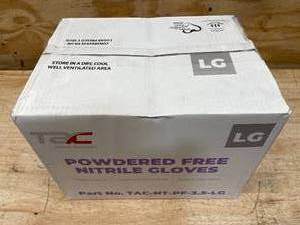 lot 148 image: Case of TAC Powdered Free Nitrile Gloves Size Large