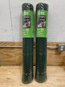 lot 151 image: Lot of 2 - Poultry Netting Green Plastic 3ft x 25ft Everbilt