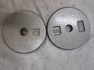 lot 12 image: Lot of a pair of 5LB One Inch Plates