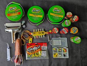lot 53 image: Assorted Fishing Gear Set with Tools, Baits, and Accessories