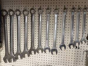 lot 63 image: Set of Large Combination Wrenches with Various Sizes