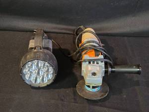 lot 67 image: Angle Grinder and Heavy-Duty Flashlight Set