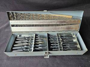 lot 77 image: Large Metal Drill Bit Set in Storage Case