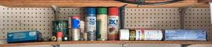 lot 146 image: Collection of Assorted Spray Paints, Industrial Lubricants, and Nitrile Gloves - content quantities unverified