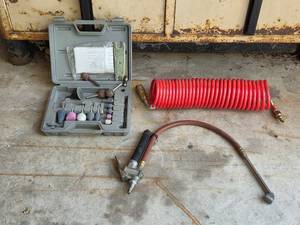 lot 151 image: Automotive Air Hose, Tire Inflator and Grinding Accessories Set