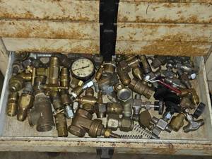 lot 157 image: Assortment of Metal Industrial Fittings and Tools with Vise Pliers and Nibbling Tool