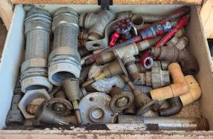 lot 159 image: Collection of Mixed Old Plumbing Valves and Pipes