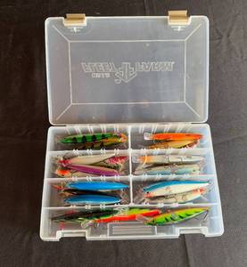 lot 161 image: Set of Fishing Lures in Plastic Tackle Box