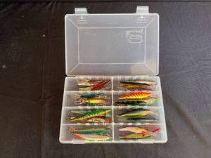 lot 163 image: Collection of Fishing Lures in Tackle Box