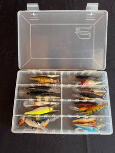 lot 168 image: Collection of Fishing Lures in Organizer Box