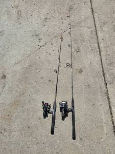 lot 205 image: Set of Fishing Rods with Reels Mitchell 300 Excellence and Shakespeare Ugly Stik