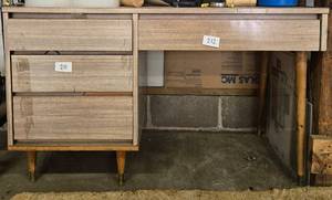lot 215 image: Mid-Century Modern Wooden Desk with Drawers