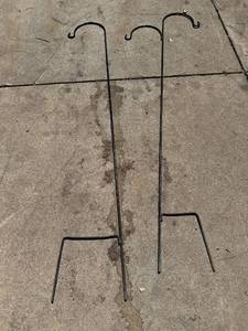 lot 237 image: Pair of Black Metal Shepherds Hooks for Outdoor Use