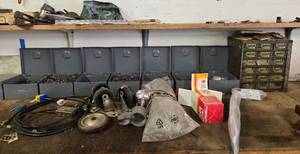 lot 244 image: Assorted Hardware Lot with Screws, Nails, and Electronic Components