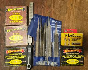 lot 248 image: Collection of Hardware Tools and Accessories Including T-50 Staples and Fly Catchers