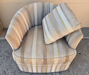 lot 29 image: Striped Accent Chair with Matching Cushion