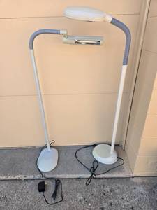 lot 30 image: Set of 2 OttLite and Verilux Reading Floor Lamps with Adjustable Arms