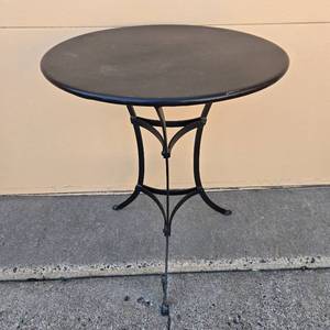 lot 31 image: Round Metal Bistro Table with Black Finish