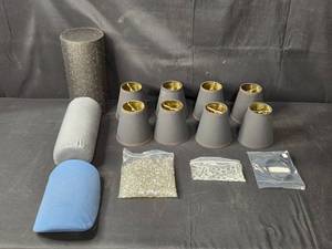 lot 74 image: Collection of Beige Lamp Shades with Accessories
