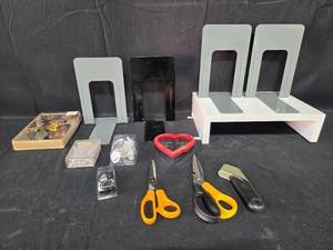 lot 85 image: Assorted Office and Craft Supplies Collection Inc Book Ends & Cookie Cutters