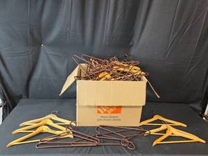 lot 91 image: Large Collection of Wooden and Metallic Coat Hangers