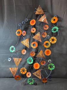 lot 110 image: Kaleidoscope Metal Wall Sculpture in Geometric Design - see pictures for orig retail price (49x32)
