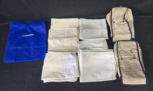 lot 124 image: Set of Beige and White Pillow Covers with Hooks and Little Hospice Tote Bag