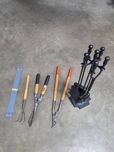 lot 134 image: Set of Gardening Tools with Fireplace Tool Set Included