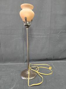 lot 144 image: Vintage Table Lamp with Frosted Glass Shade and Metal Base