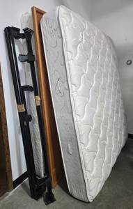 lot 166 image: King Size Bed Frame with Headboard and Mattress Set