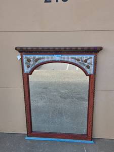 lot 175 image: Decorative Mirror with Pinecone Design and Wooden Frame