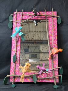 lot 216 image: Craig Carey Birds in Willow Mirror with Handcrafted Frame