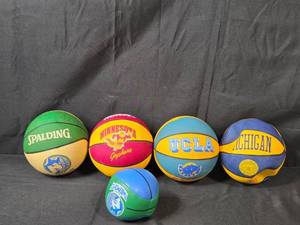 lot 231 image: Set of 5 Collegiate and Team Logo Basketballs