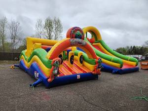 4 Piece Extreme U-Turn Obstacle Course w 20 ft slide - 35 X 40 X 20
