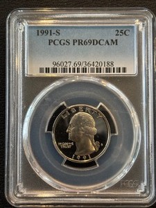 lot 21 image: 1991-S Washington Quarter Proof PCGS PR69 Deep Cameo