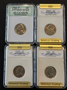lot 23 image: Jefferson Nickels MS70 and PR70 Graded