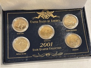 lot 49 image: 2001 Gold Plated State Quarters