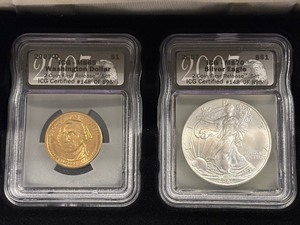 lot 65 image: 2007 Silver Eagle and Washington Dollar Set #148 of 895