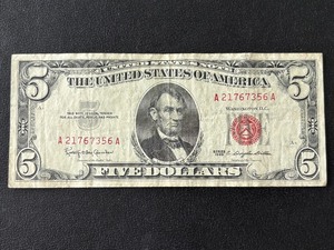 lot 88 image: 1963 Red Seal $5 Dollar Note
