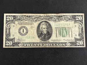 lot 132 image: 1934 Green Seal $20 Dollar Federal Reserve Note