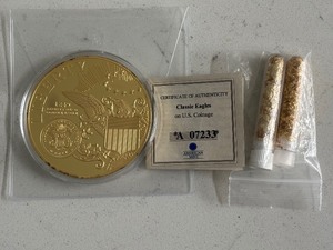 lot 150 image: Gold Layered Medallion and Gold Flake Tubes