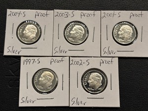 lot 190 image: Silver Roosevelt Proof Dimes