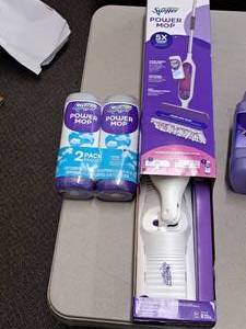 lot 1199 image: Swiffer Power Mop with (2) Bottles of Cleaner