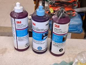 lot 1209 image: Lot of (3) 3M Perfect-It 16-fl.oz. Car Care Products Machine Polish, Ultra Fine Machine Polish, Rubbing Compound