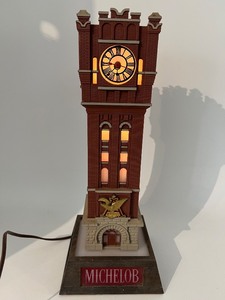 lot 9 image: Michelob Beer Advertising Clock Tower Table Lamp