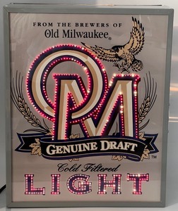 lot 10 image: Glo-MAX Old Milwaukee Genuine Draft Motion Light-Up Sign