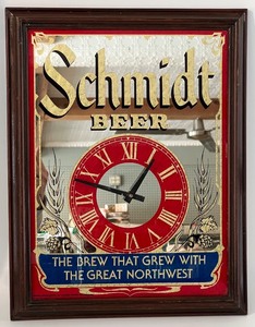 lot 12 image: Vintage Schmidt Beer Mirror Wall Clock