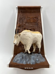 lot 22 image: Olympia Beer Wall Mount Sculptural Display with Mountain Goat Theme