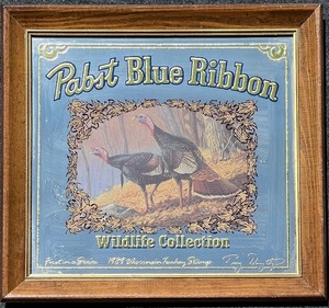 lot 65 image: Pabst Blue Ribbon Wildlife Collection Framed Artwork with Turkeys